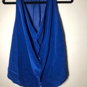 Blue Wilfred Button Up Tank Top - 100% Silk - Size Small